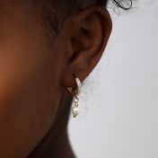 White Crystals Pearl Earrings