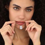 Small Map Tag Engraved Necklace [Sterling Silver]