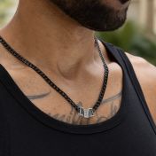 Diamond Cross Dark Cuban Link Chain With Names