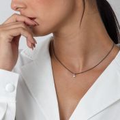 Enchanted Sparkle Diamond Necklace [Black Sterling Silver Chain]