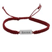 Engraved Bar Bracelet for Men - red string