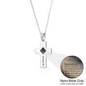 Engraved Cross Necklace with Nano Bible [Sterling Silver]