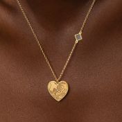 Ties of Heart Engraved Map Necklace with Nano Bible [18K Gold Vermeil]
