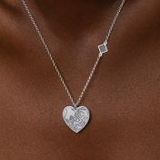 Ties of Heart Engraved Map Necklace with Nano Bible [14 Karat White Gold]