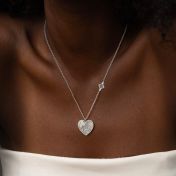 Ties of Heart Engraved Map Necklace with Nano Bible [14 Karat White Gold]