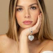 Ties of Heart Engraved Map Necklace with Nano Bible [14 Karat White Gold]