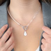 Cara Paperclip & Pearl Necklace [Sterling Silver]