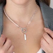 Cara Paperclip & Pearl Necklace [Sterling Silver]
