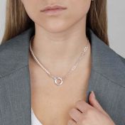Cara Paperclip & Pearl Necklace [Sterling Silver]