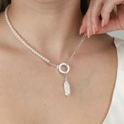 Cara Paperclip & Pearl Necklace [Sterling Silver]
