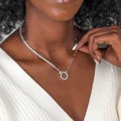 Cara Paperclip & Pearl Necklace [Sterling Silver]