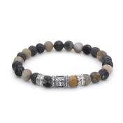 Family Tree Men Name Bracelet with Picasso Jasper Stones