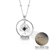 Family Tree Name Necklace With Nano Bible [Sterling Silver]