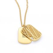 Small Map Tag Engraved Necklace [18K Gold Plated]