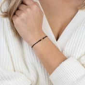 Open Heart Initial Bracelet - Black [14 karat gold]