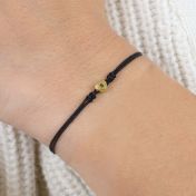 Open Heart Initial Bracelet - Black [14 karat gold]