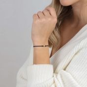 Open Heart Initial Bracelet - Black [14 karat gold]