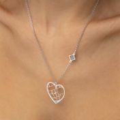 Ties of Heart Map Necklace with Nano Bible [14 Karat White Gold]
