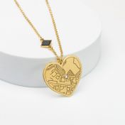 Ties of Heart Engraved Map Necklace with Nano Bible [14 Karat Gold]