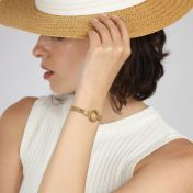 Herringbone Circle Name Bracelet [18K Gold Plated]