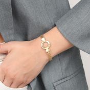 Herringbone Circle Name Bracelet [18K Gold Plated]