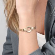 Herringbone Circle Name Bracelet [18K Gold Plated]