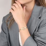 Herringbone Circle Name Bracelet [18K Gold Plated]