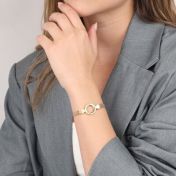 Herringbone Circle Name Bracelet [18K Gold Plated]