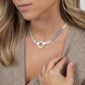 Herringbone Circle Name Necklace [Sterling Silver]