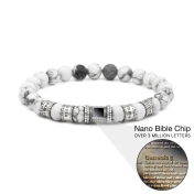 Howlite Women Name Bracelet With Nano Bible [Sterling Silver]