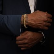 Iced Cuban Link Chain Initials Bracelet - 18K Gold Vermeil