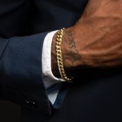 Diamond Cuban Link Chain Initials Bracelet - 18K Gold Vermeil