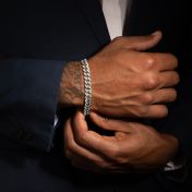 Iced Cuban Link Chain Initials Bracelet - Sterling Silver