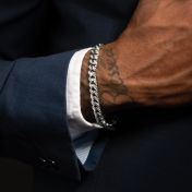 Iced Cuban Link Chain Initials Bracelet - Sterling Silver