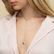 Lariat Infinity Diamond Necklace with Nano Bible [Sterling Silver]