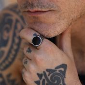 Kingsnake Onyx Men Ring - Sterling Silver