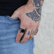 Kingsnake Onyx Men Ring - Sterling Silver