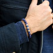 Lapis Lazuli Men Name Bracelet - 18K Gold Vermeil
