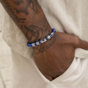 Lapis Lazuli Men Name Bracelet with Nano Bible [Silver]