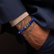 Lapis Lazuli Men Bracelet with Nano Bible 