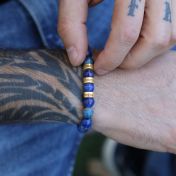 Lapis Lazuli Men Name Bracelet - 18K Gold Vermeil