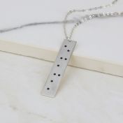 Name and Braille Symmetry Engraved Necklace - sterling silver