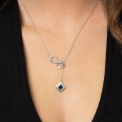Lariat Infinity Diamond Necklace with Nano Bible [Sterling Silver]