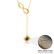 Lariat Infinity Diamond Necklace with Nano Bible [18K Gold Plated]
