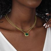 Touch of Nature Malachite Necklace - Horizontal [18K Gold Plated]