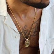 Map Tag Necklace For Men - 18K Gold Vermeil
