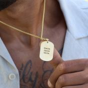 Map Tag Necklace For Men - 18K Gold Vermeil
