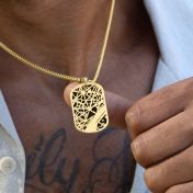 Map Tag Necklace For Men - 18K Gold Vermeil