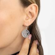 Memories Circle Map Earrings [Sterling Silver]