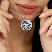 Memories Circle Silhouette Map Necklace [Sterling Silver]